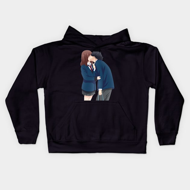 Blue Spring Ride Cute Kou X Futaba Fanart Kids Hoodie by TaivalkonAriel